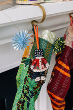 Ornament Santa Claws guy M/2 felt 4.5H red/blk/wht