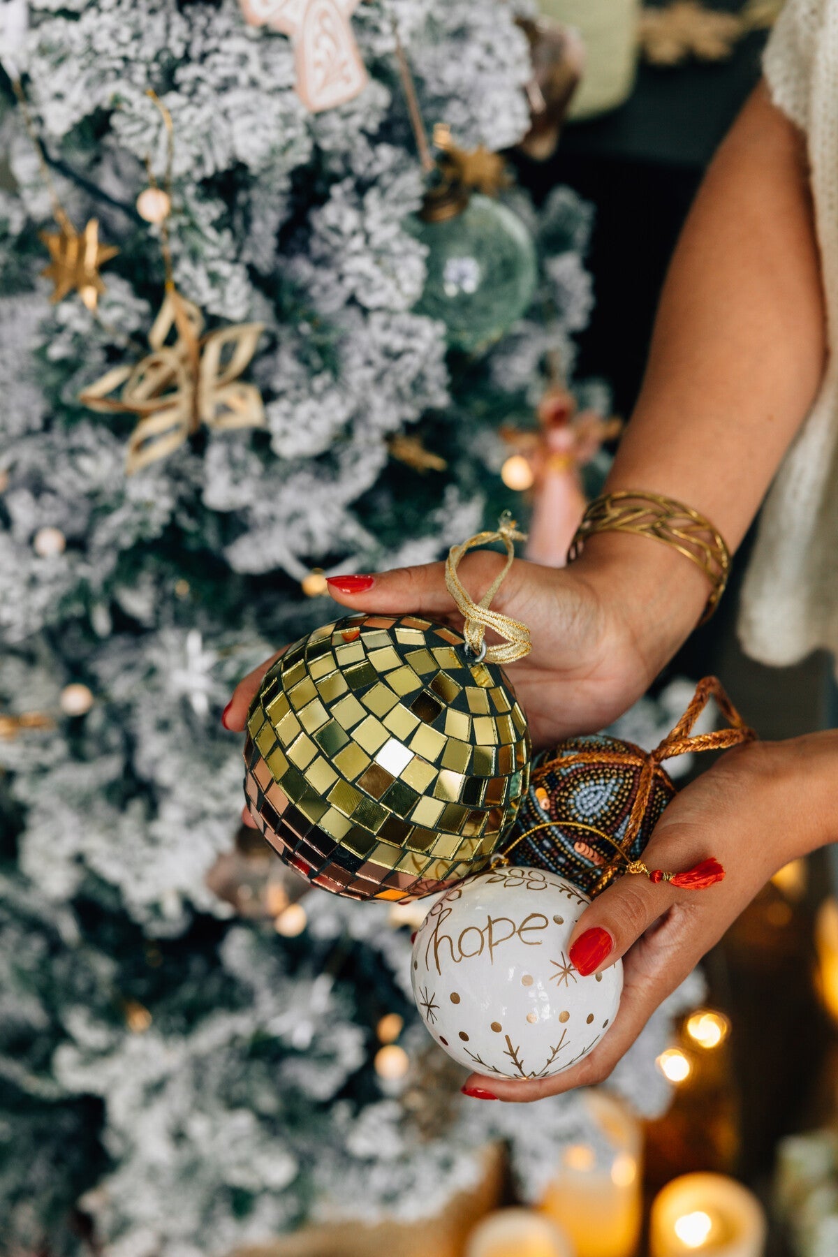 Ornament L disco ball M/3 glass 4D gold/rose gold