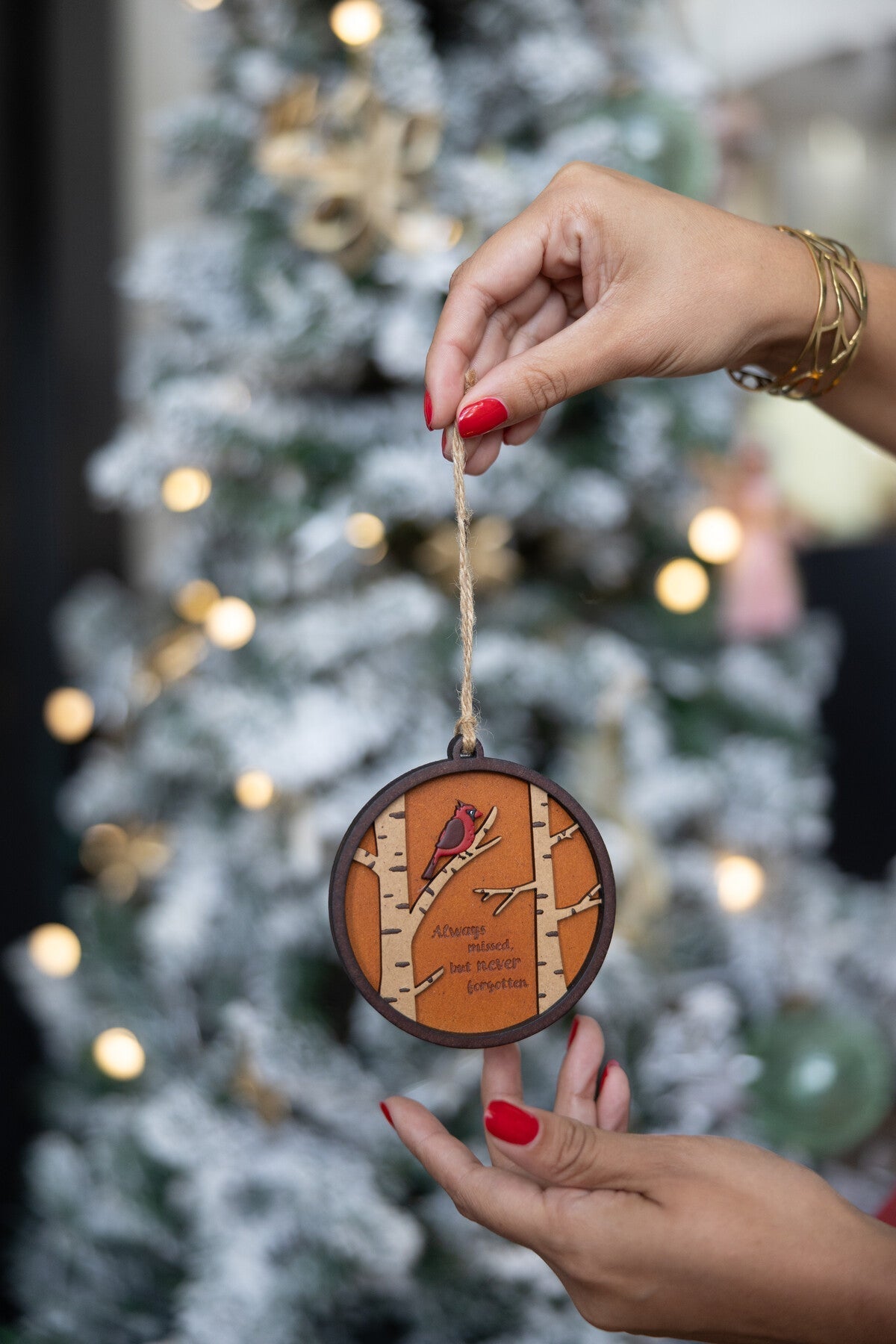 Ornament cardinal Not Forgotten M/2 MDF 3D brn/red