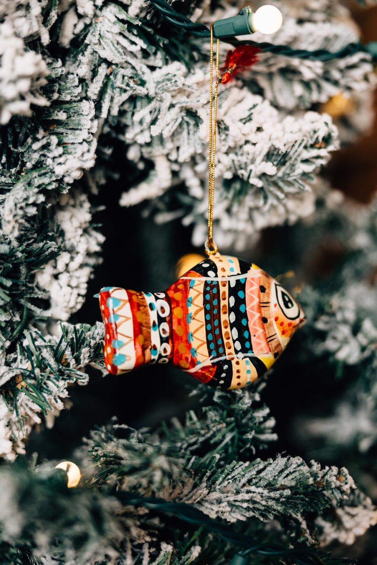 Ornament fish striped M/2 paper mache 4L multi