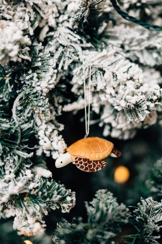 Ornament sea turtle tagua 3L brown/nat