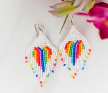 RAINBOW HEART FRINGE EARRINGS