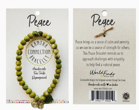 Stretch Bracelet, "Kantha Connection: Peace"