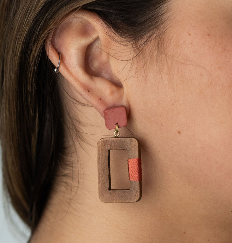 Aayat Silk and Wood Drop Earrings