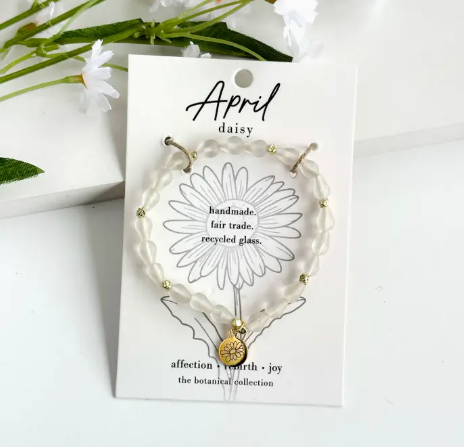 Stretch Bracelet, "Botanical Birth Month:  April"