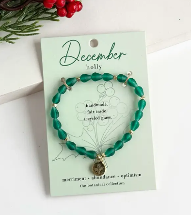 Stretch Bracelet, "Botanical Birth Month: December"