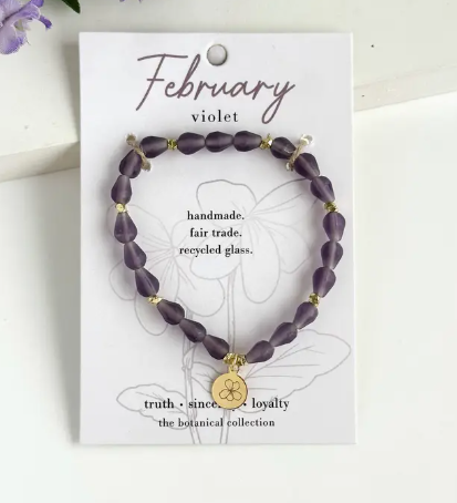 Stretch Bracelet, "Botanical Birth Month: February"