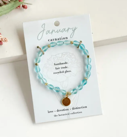 Stretch Bracelet, "Botanical Birth Month:  January"