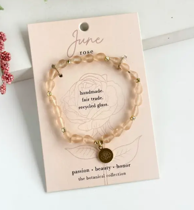 Stretch Bracelet, "Botanical Birth Month:  June"