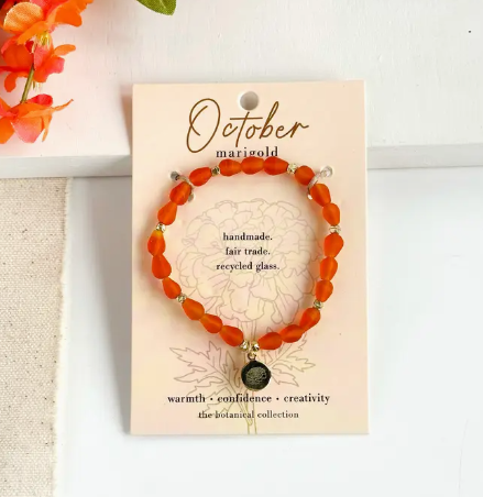 Stretch Bracelet, "Botanical Birth Month: October"