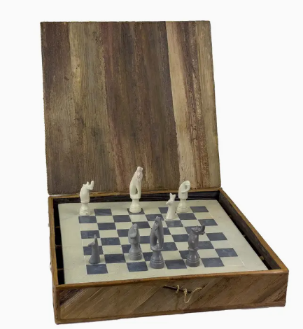 Safari Animal Hand Carved Soapstone Chess Set w/Box