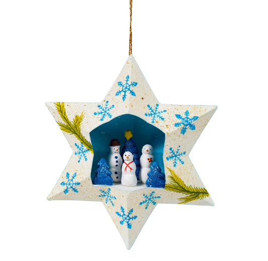 Snowman Trio Star Ornament