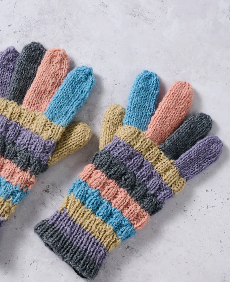 Pastel Stripes Wool Gloves