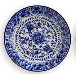 Ceramic Appetizer Plate, Indigo Bloom