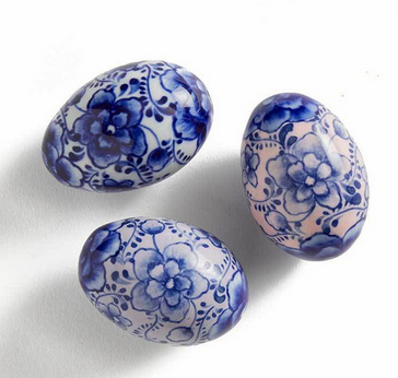 Ceramic Eggs, Indigo Bloom