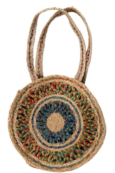 Round Sari Jute Shoulder Bag