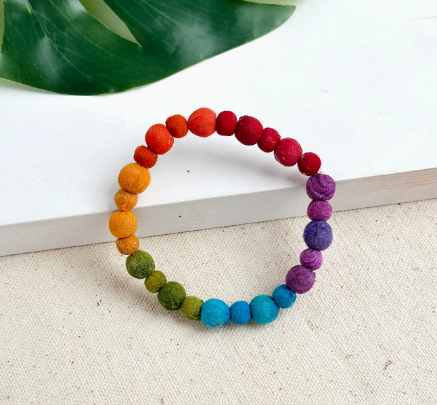 Kantha "Prism Poetic" Stretch Bracelet