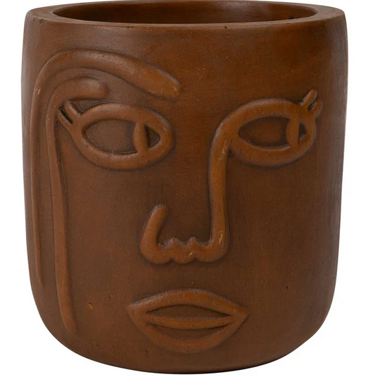 Big Brown Eyes Terracotta Face Planter