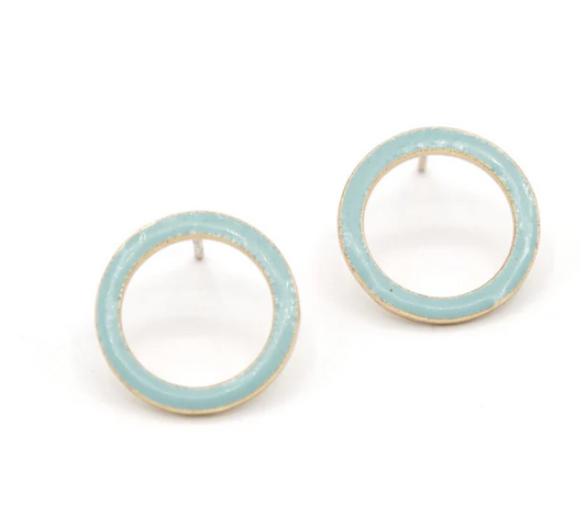 Earrings, Enamel Circle Studs