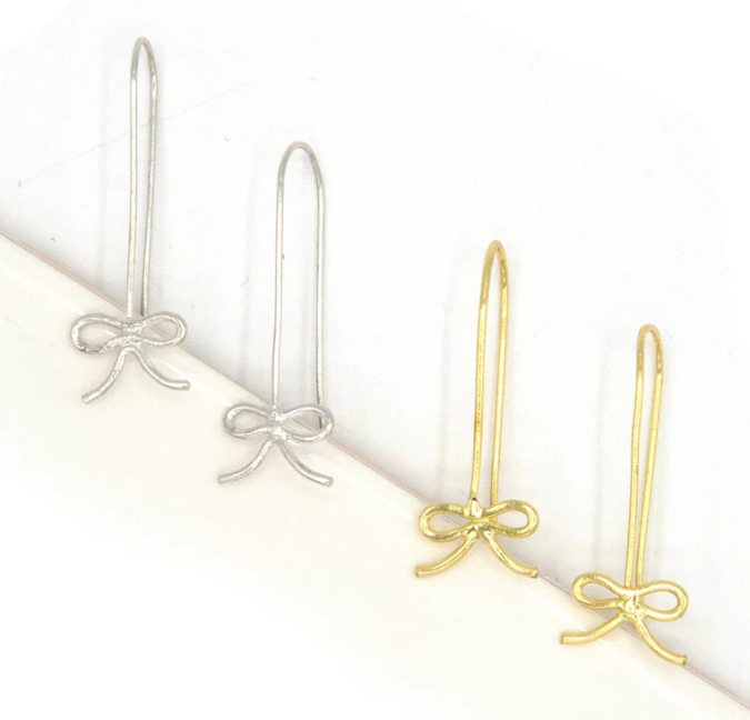 Earrings, Bow Drop