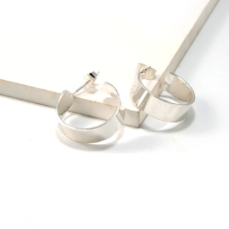 Earrings, "Wild Silver" Hoops
