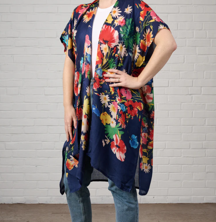 Raseela Blue Floral Modal Topper