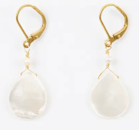 Earrings, Mother of Pearl Shell Drop