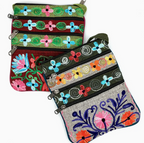 Crossbody Bag, Embroidered, 5 Zipper, Assorted Colors