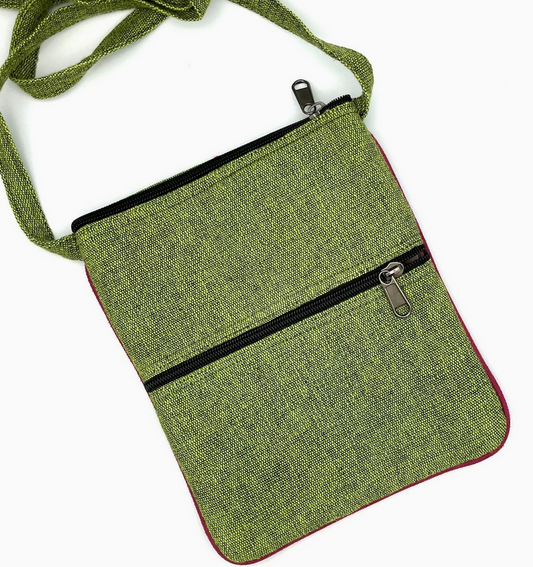 Crossbody Bag, Embroidered, 5 Zipper, Assorted Colors