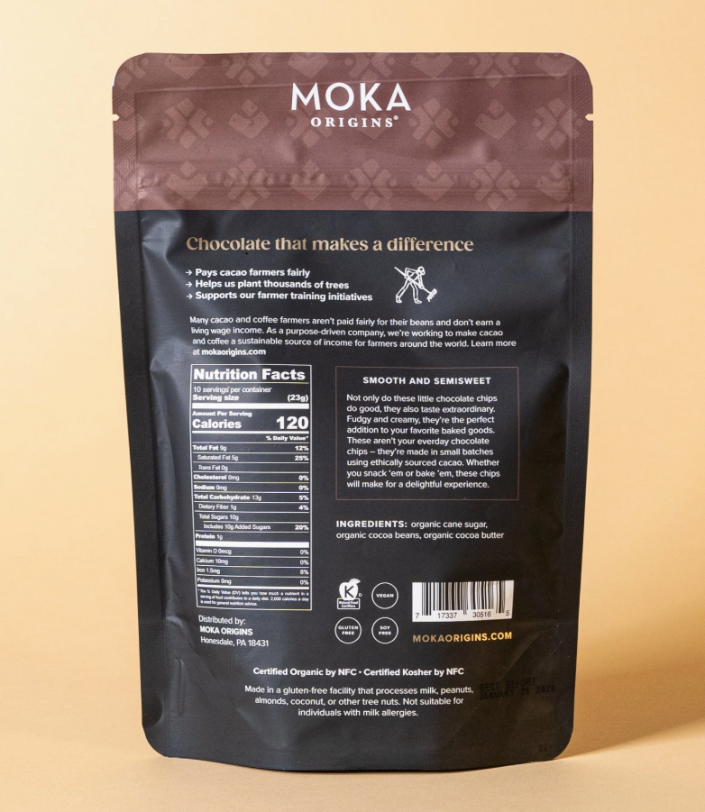 Semisweet Organic Chocolate Chips, Single-Origin 8oz