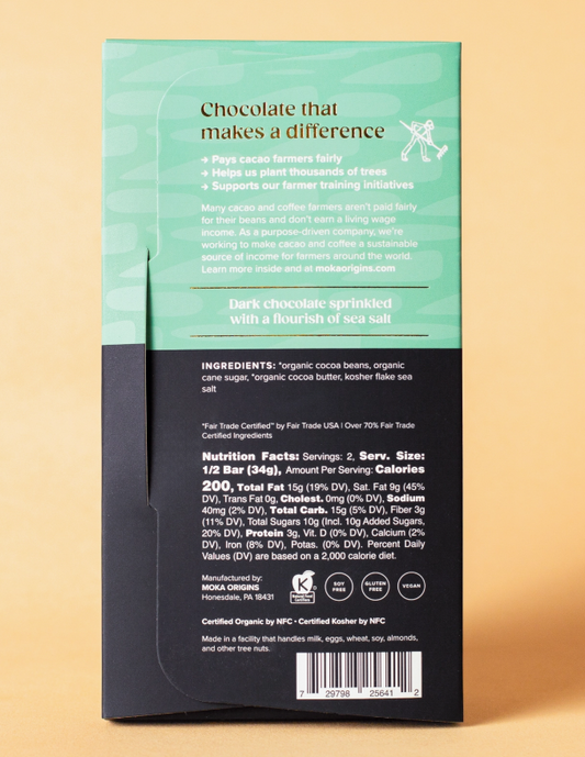 Single-Origin Dark Chocolate with Sea Salt, 2.4oz bar