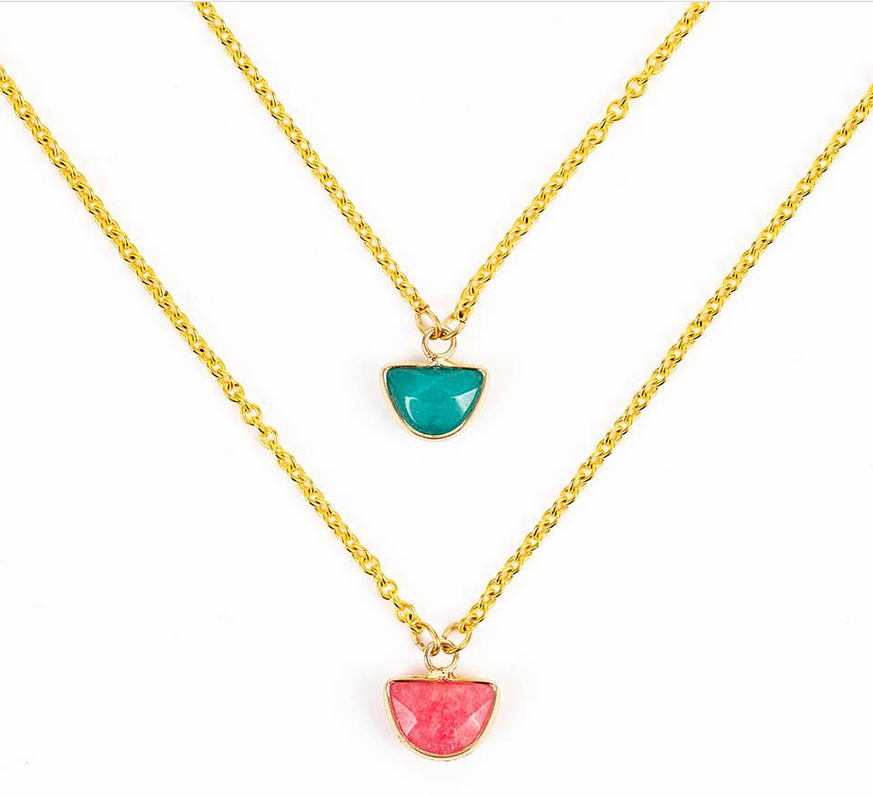 Necklace, Small Faceted Stone
