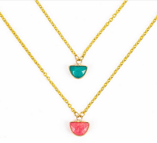 Necklace, Small Faceted Stone