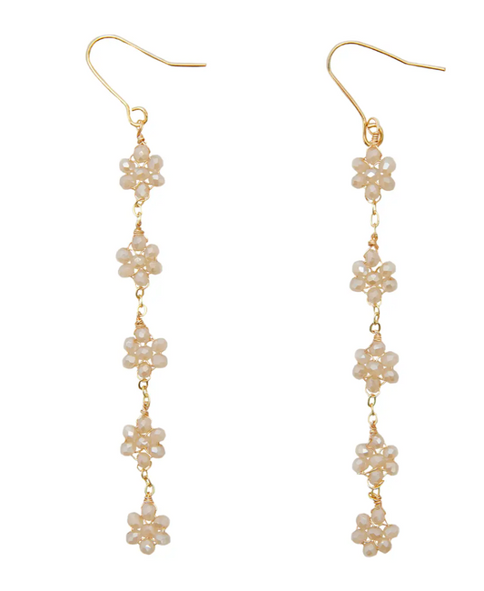 Earrings, Cream Flower Dangle