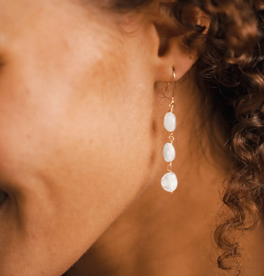 Earrings, Moonstone Waterfall