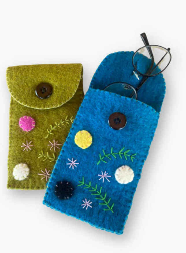 Eyeglass Holder, Felted Applique w/Button^