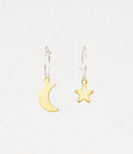 Earrings, Moon and Star Mini Charm Hoop