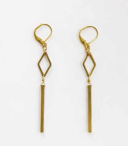 Earrings, Diamond and Bar