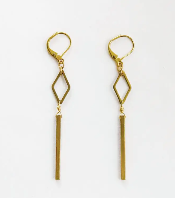 Earrings, Diamond and Bar