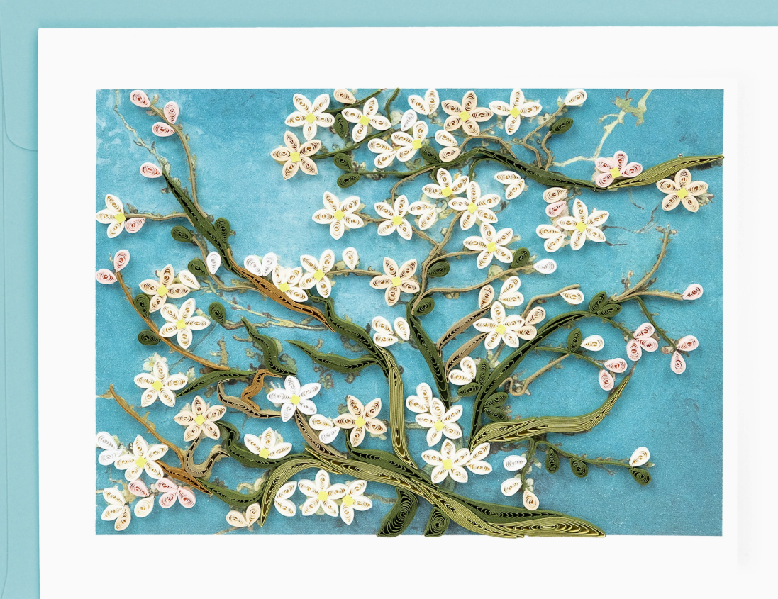 Artist Series Quilled Card - "Almond Blossoms", Van Gogh