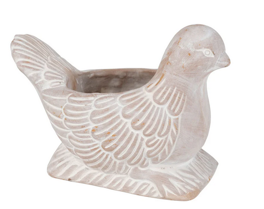 Whitewashed Terracotta Planter, "Pigeon"