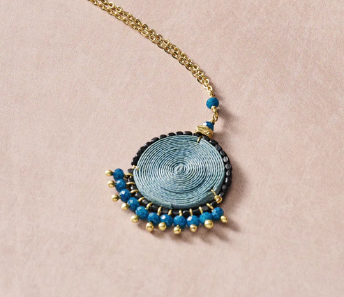 MEERA BLUE BEADED PENDANT NKLC
