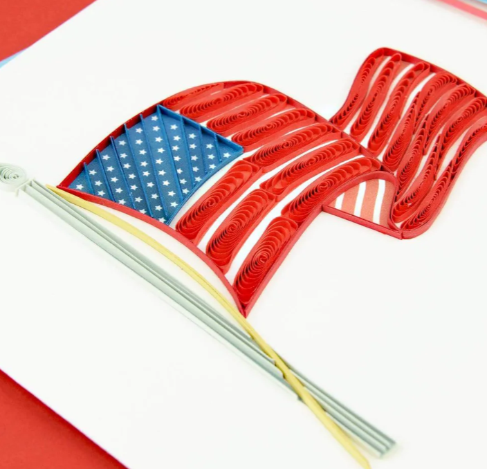 Quilled Greeting Card, "American Flag"
