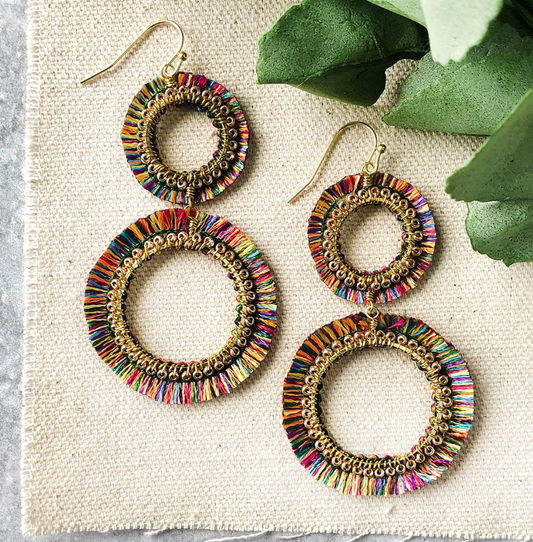 Earrings, "Raja Rainbow Double Hoops"