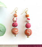 Earrings, "Graduated Kantha"