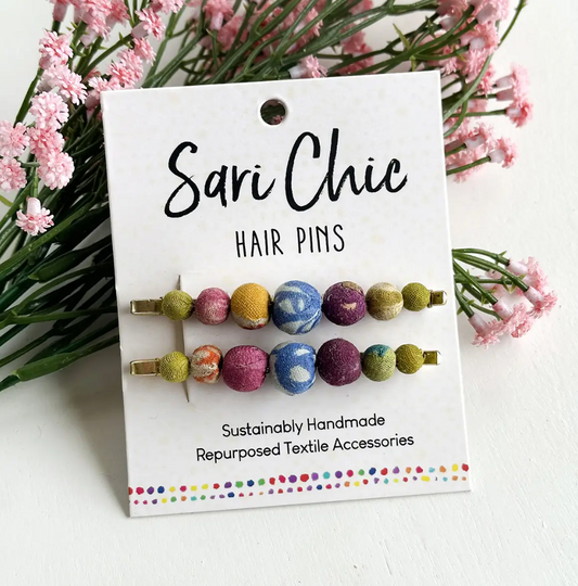 Hair Pins, "Graduated Kantha"