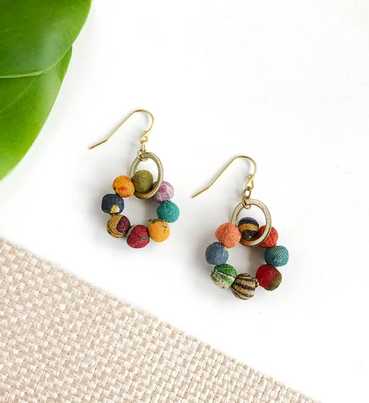 Earrings, "Kantha Orbital"