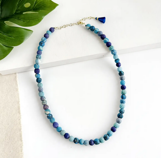 Necklace, "Kantha Azure Classic"