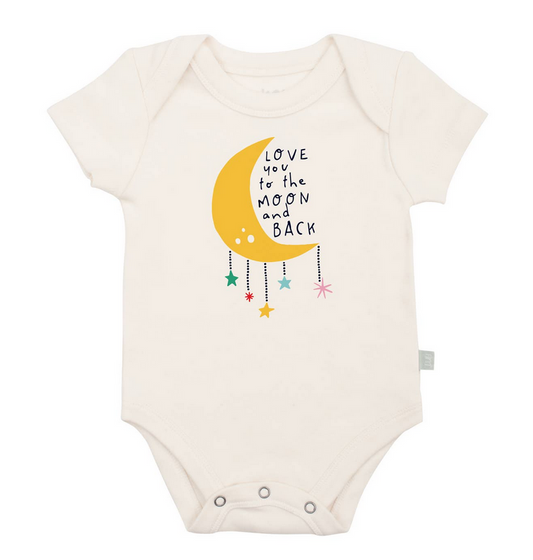 Organic Graphic Bodysuit, "Moon and Back"