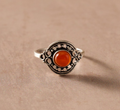 Adjustable Ring, Brass and Red Onyx Stone "Ghera"
